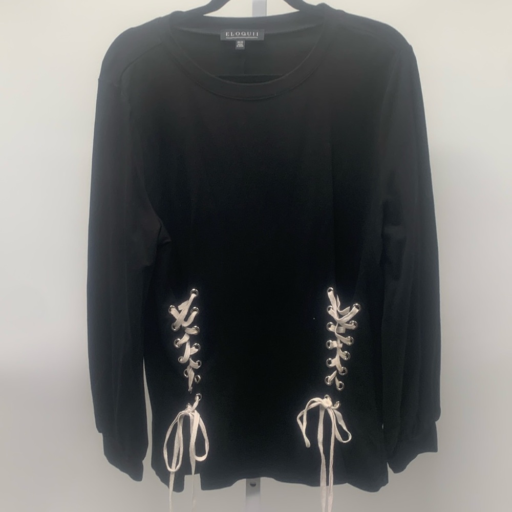 Eloquuii black long sleeve women’s top size 18/20
